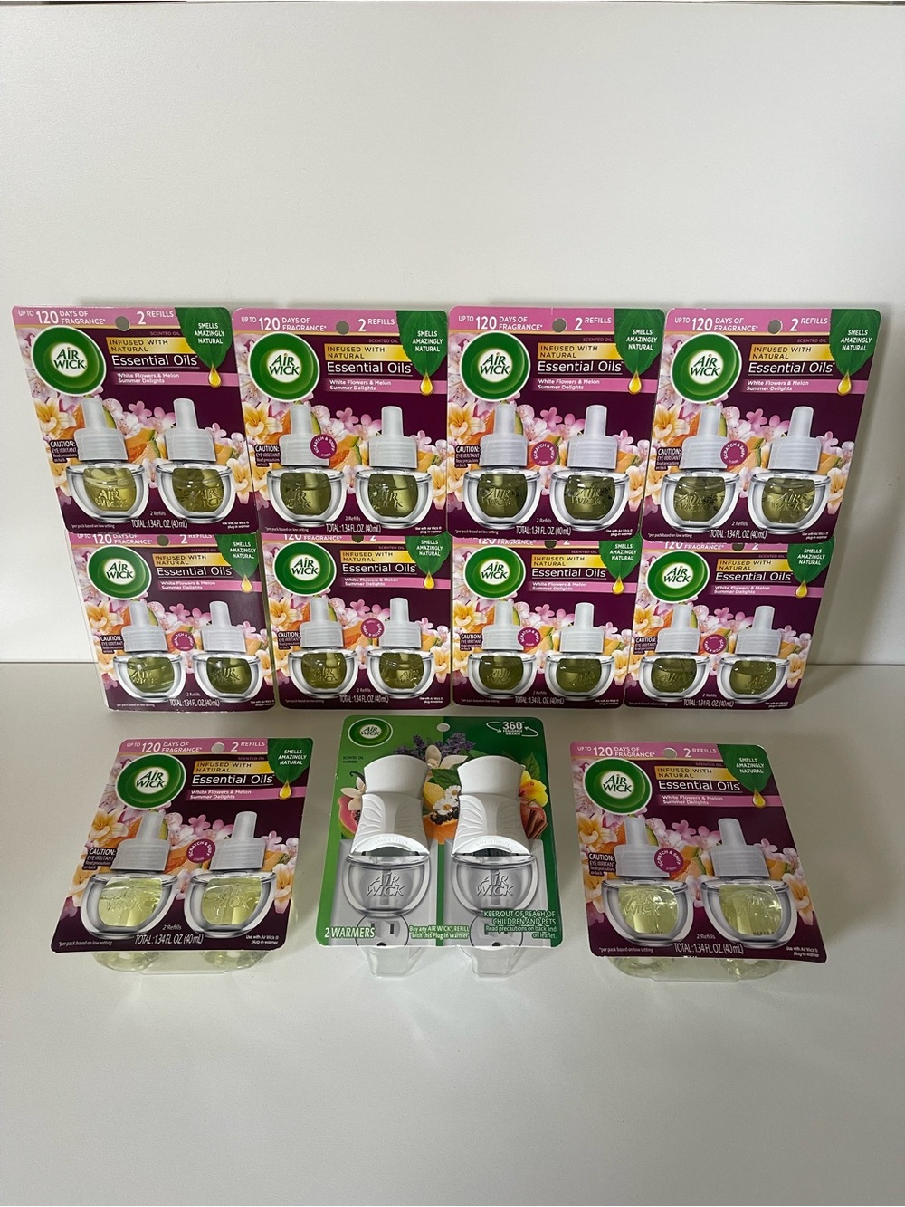 Air Wick Plug-In Scented Oil Refills,White Flowers & Melon(20 Refills + 2Warmer)